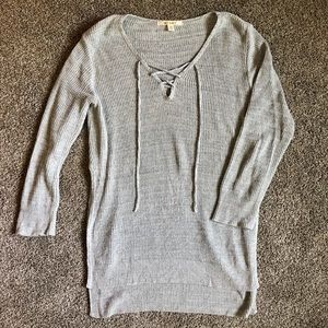 Gray sweater with side slits